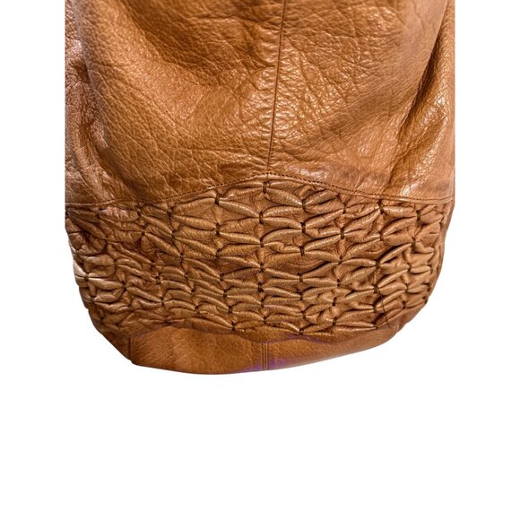 Brown Leather Hobo Shoulder Bag With Woven Detail & Adjustable Strap - Picture 6 of 11